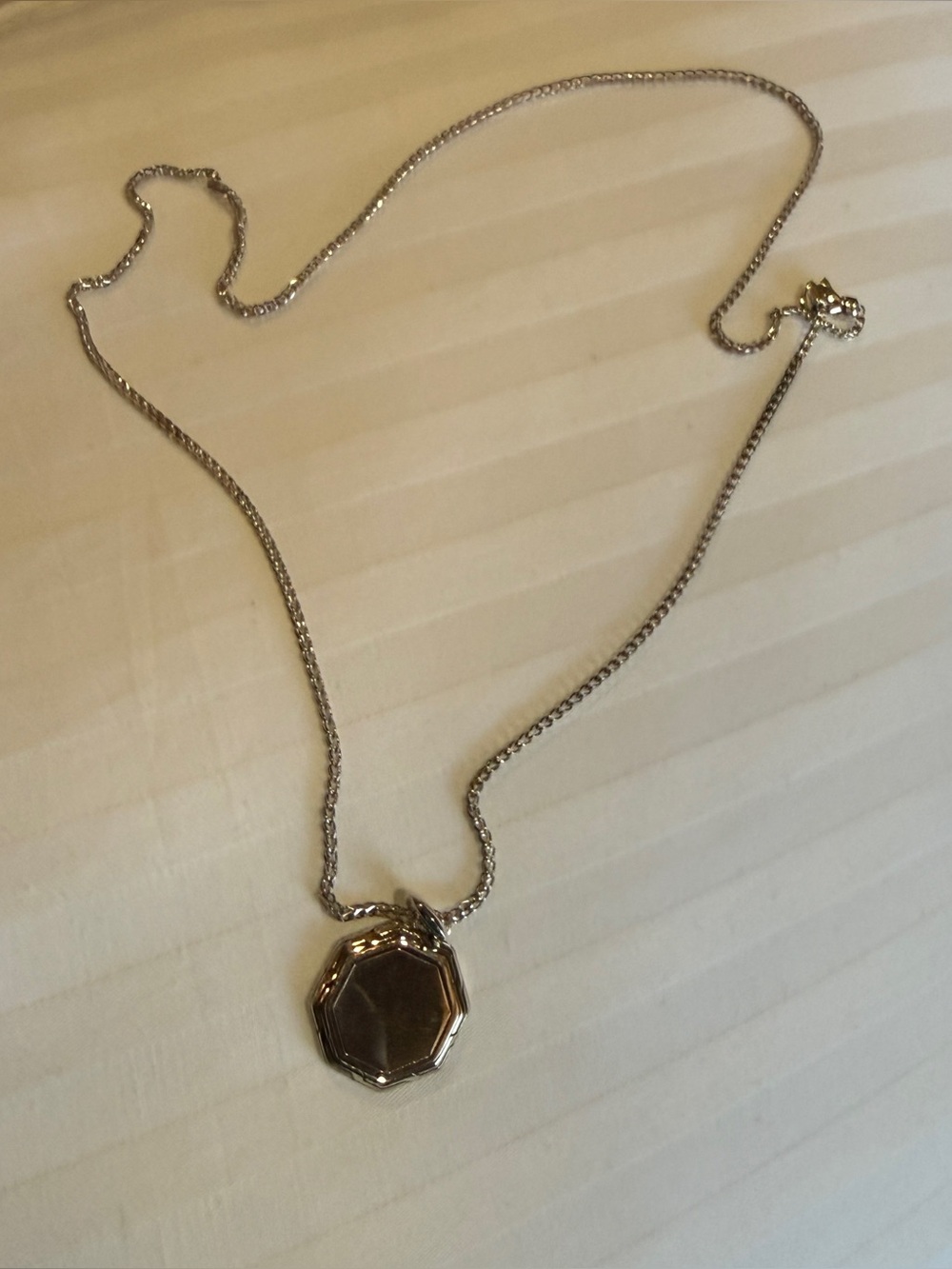John Hardy Sterling Silver Octagon Pendant Necklace Chain